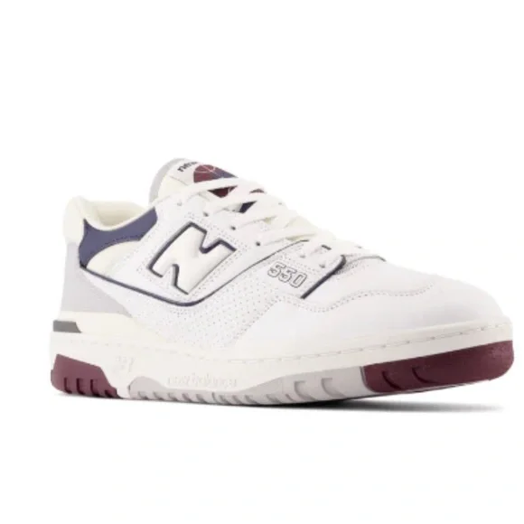 New Balance 550 White and Maroon Sneakers - Picture 2 of 3